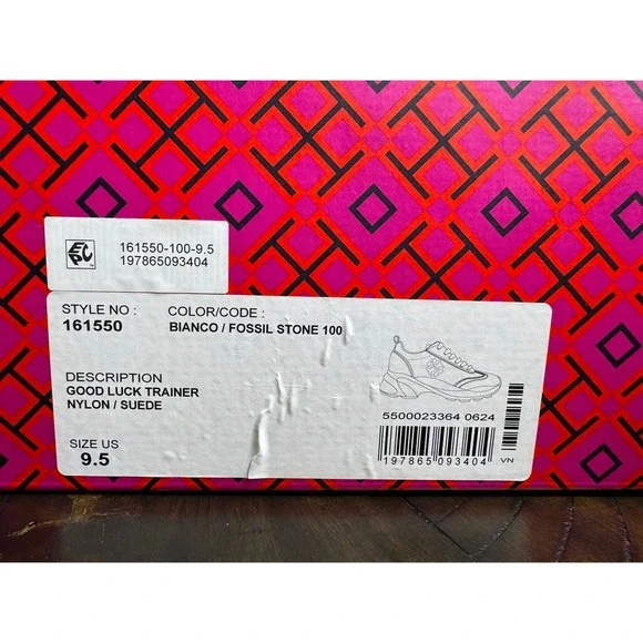 Tory Burch Good Luck Trainer Sneakers in‎ Bianco/Fossil Stone Size 9.5 Women - Picture 7 of 7